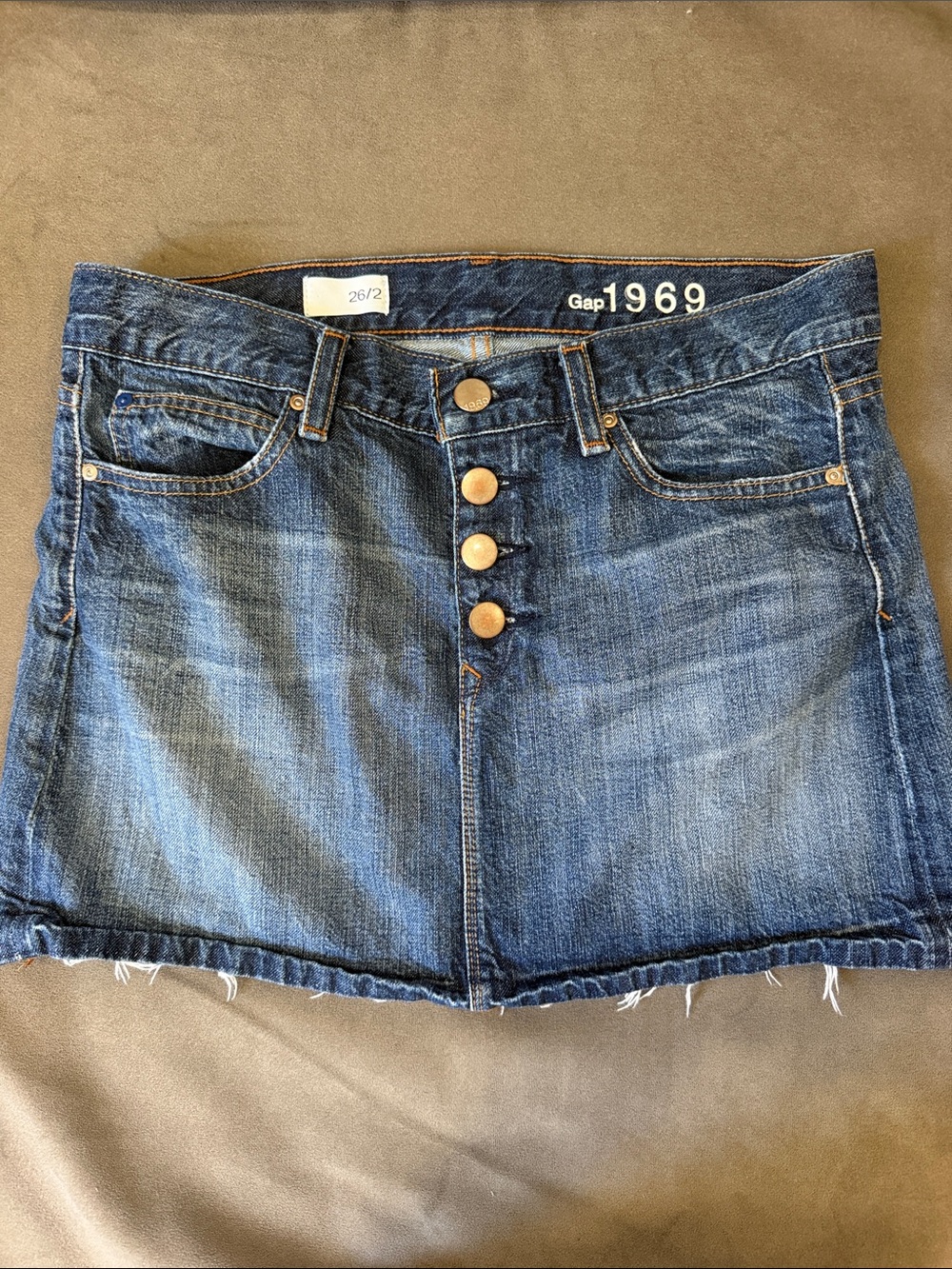 GAP 1969 Dark Blue Button-Front Denim Mini Skirt